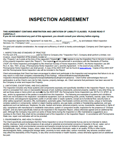 confidential inspection agreement template