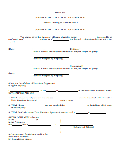 confirmation date alteration agreement template