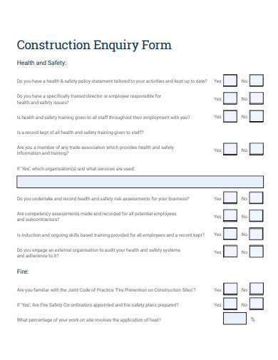 construction enquiry form template