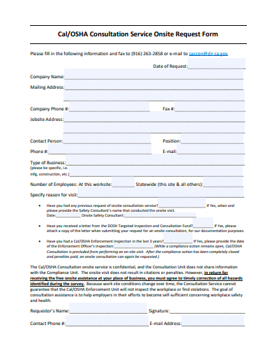 consultation service onsite request form template