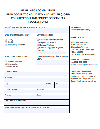 consultation and education services request form template