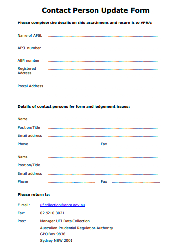contact person update form template