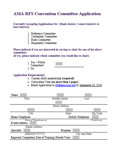 convention committee application template