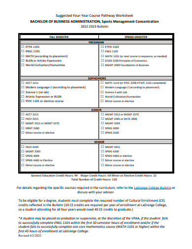 course pathway worksheet template