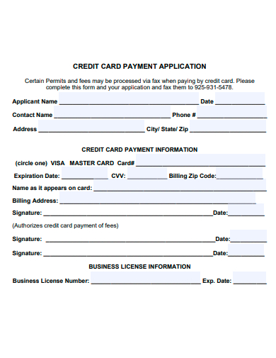 credit card payment application template