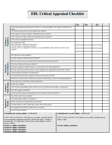 critical appraisal checklist template