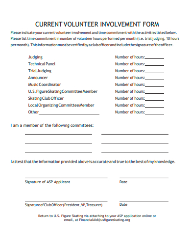 current volunteer involvement form template