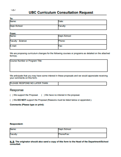 curriculum consultation request form template
