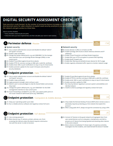 data security assessment checklist template