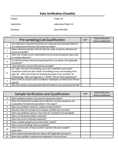 data verification checklist template