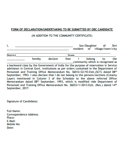 declaration form in pdf
