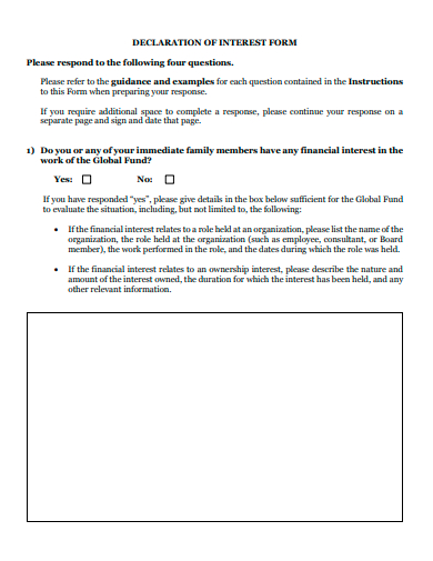 declaration of interest form template