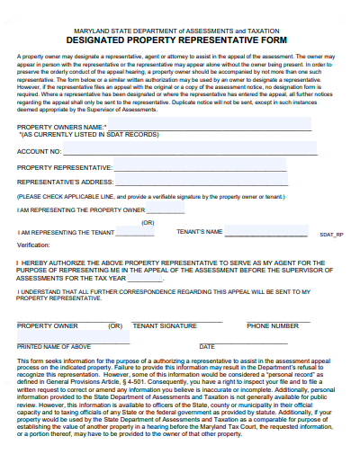 designated property representative form template