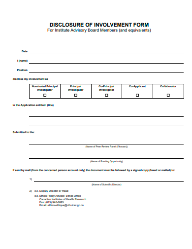 disclosure of involvement form template