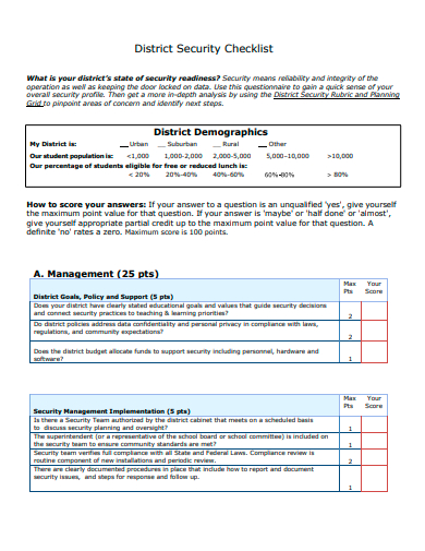 district security checklist template