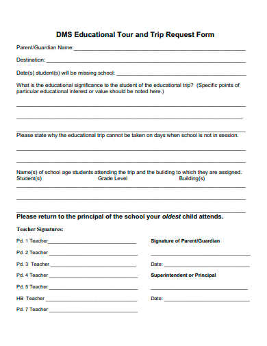 educational tour and trip request form template