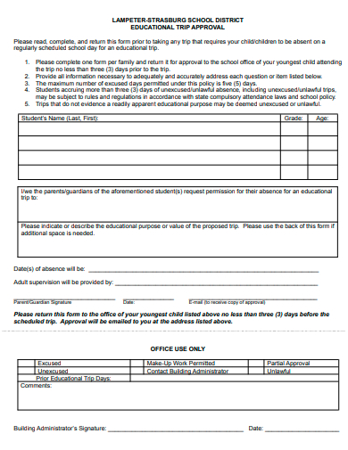educational trip approval form template