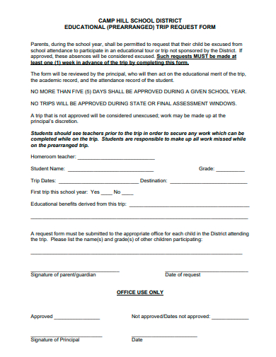 educational trip request form template