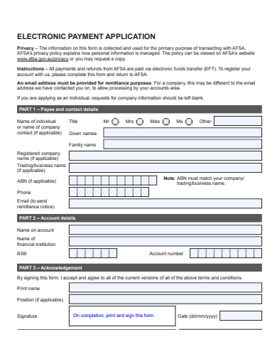 electronic payment application template