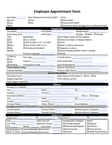 employee appointment form template