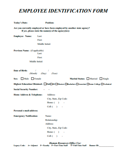 employee identification form template