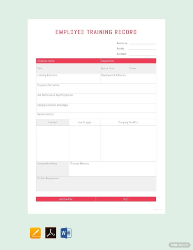 employee training record template