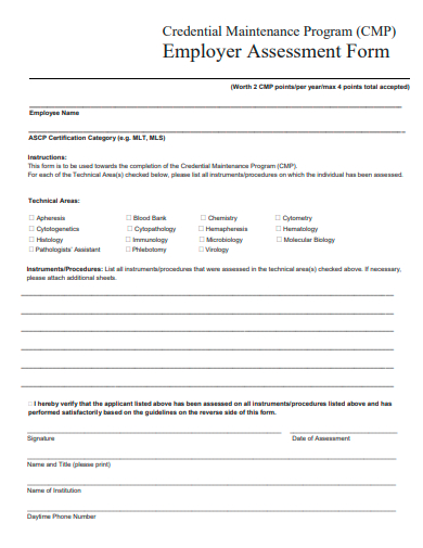 employer assessment form template