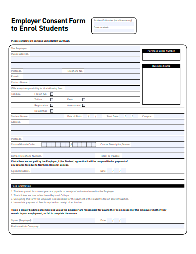 employer consent form to enrol students template
