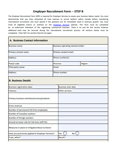 employer recruitment form template