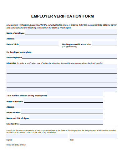 employer verification form template