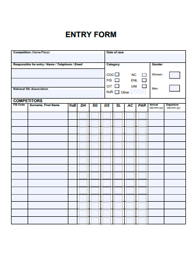 entry form template