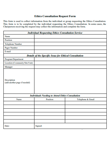 ethics consultation request form template