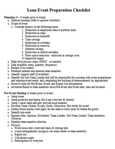 event preparation checklist template