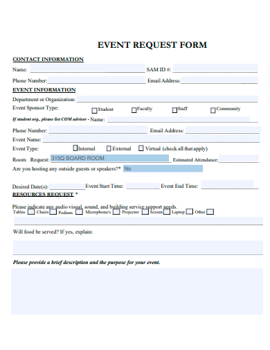 event request form template