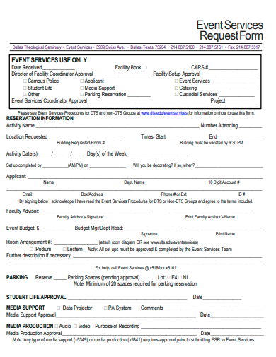 event services request form template