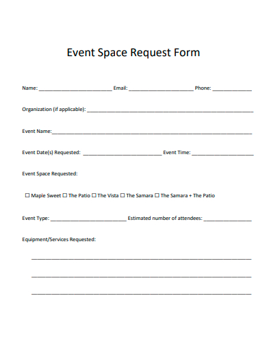 event space request form template