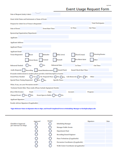 event usage request form template