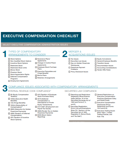 executive compensation checklist template