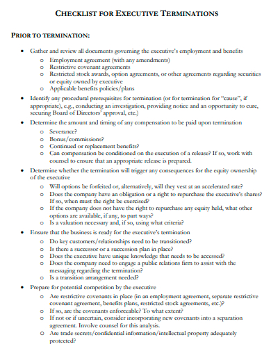 executive terminations checklist template