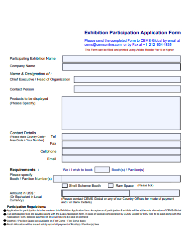 exhibition participation application form template