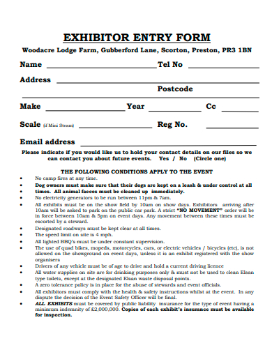 exhibitor entry form template