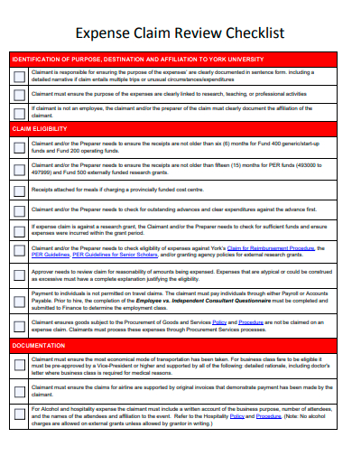 expense claim review checklist template