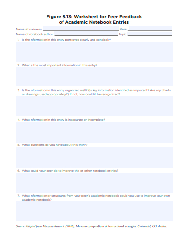 feedback worksheet in pdf
