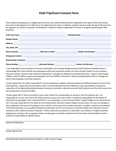 field trip event consent form template