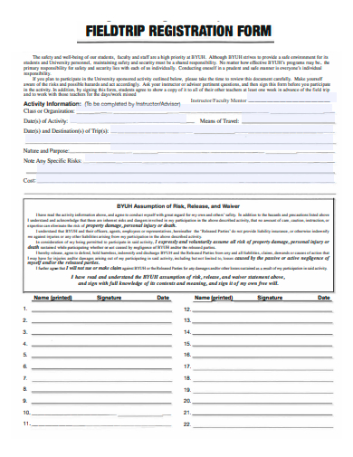 field trip registration form template