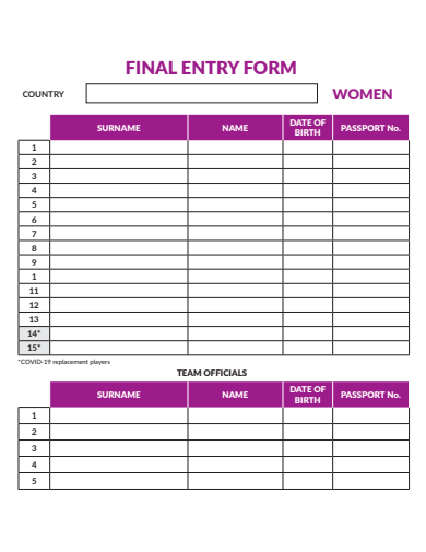 final entry form template