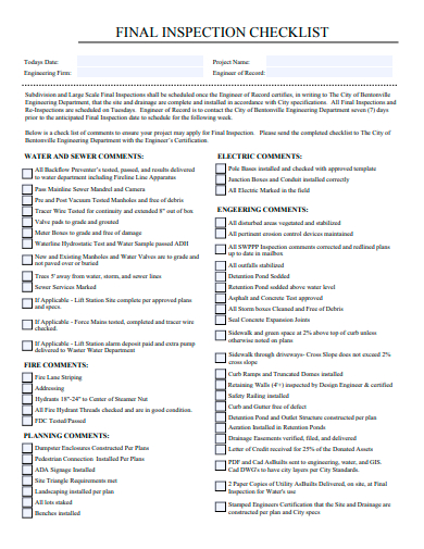 final inspection checklist template