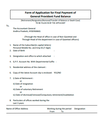 final payment application form template
