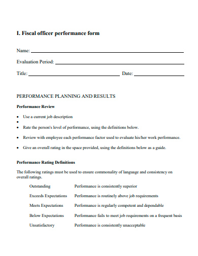 fiscal officer performance form template