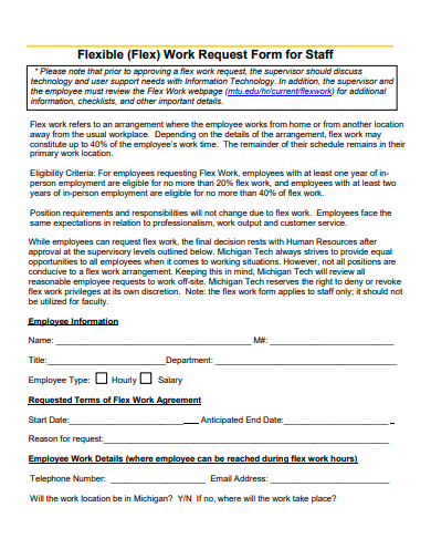 flexible work request form for staff template